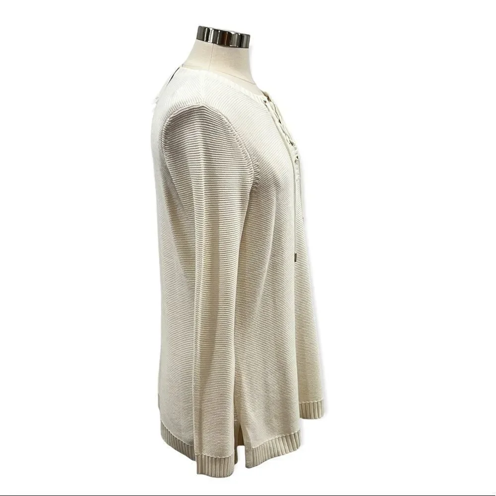Charter Club Marled Lace-Up Tunic Sweater in the Size Large